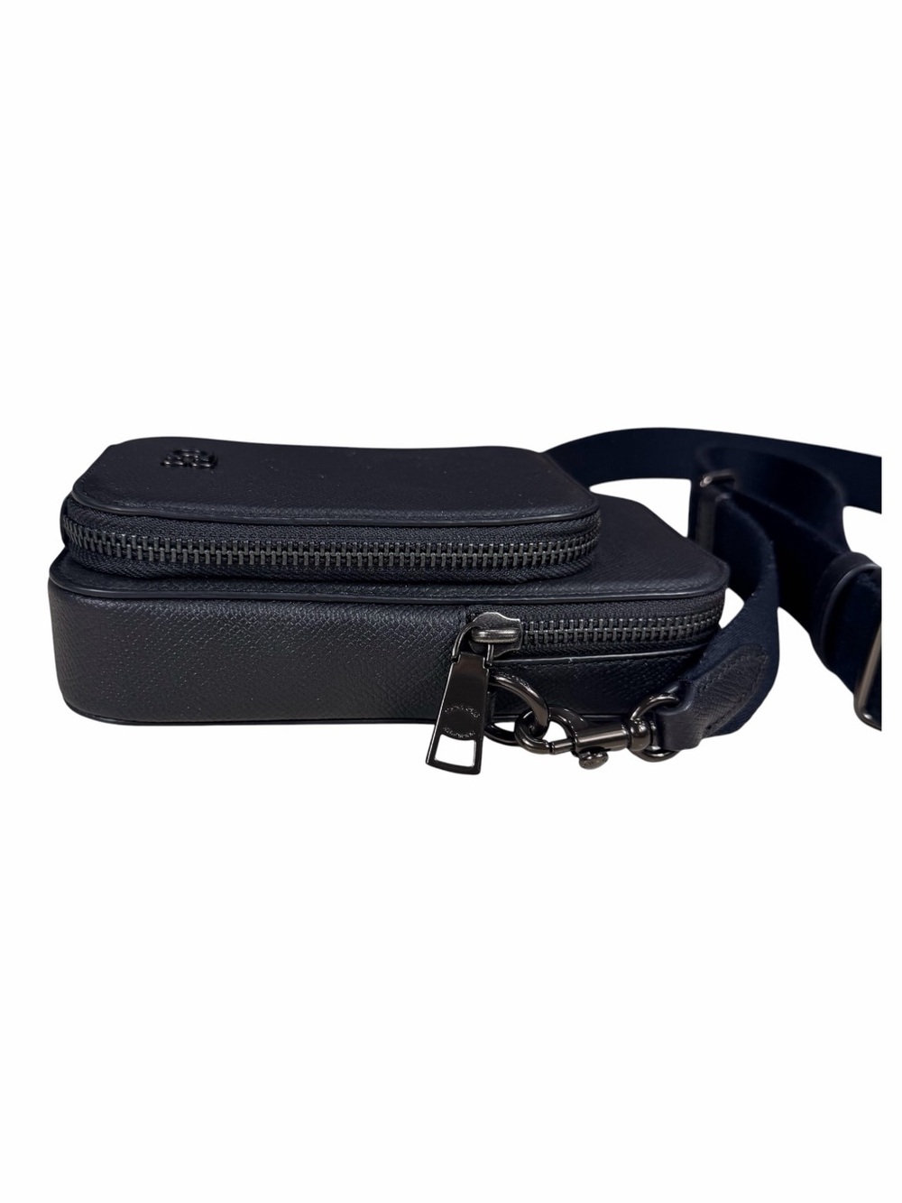 Coach Travel Phone Crossbody Pebbled Black Leather Crossbody Bag Structured - Picture 7 of 10